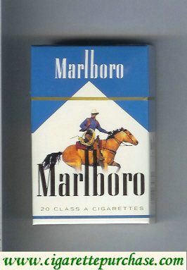Marlboro with cowboy on horse white and blue cigarettes hard box